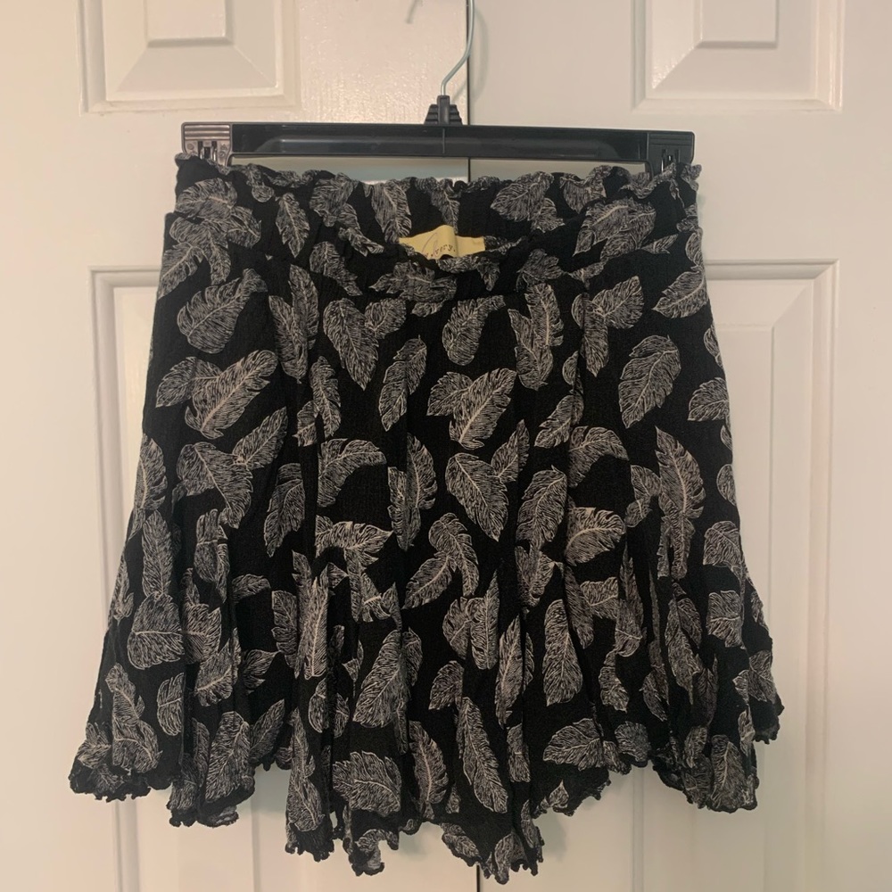 Black Patterned Mini Skirt